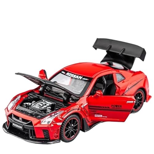 YCNXEB Miniatur Modelle 1 32 Für Nissan GTR R35 Supercar Legierung Auto Metall Sammlung Modell Auto Sound Und Licht Spielzeug Dekoration Originalgetreue Nachbildung(Rot) von YCNXEB