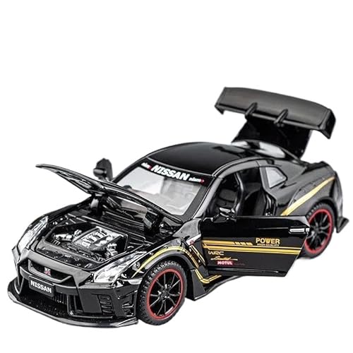 YCNXEB Miniatur Modelle 1 32 Für Nissan GTR R35 Supercar Legierung Auto Metall Sammlung Modell Auto Sound Und Licht Spielzeug Dekoration Originalgetreue Nachbildung(Schwarz) von YCNXEB