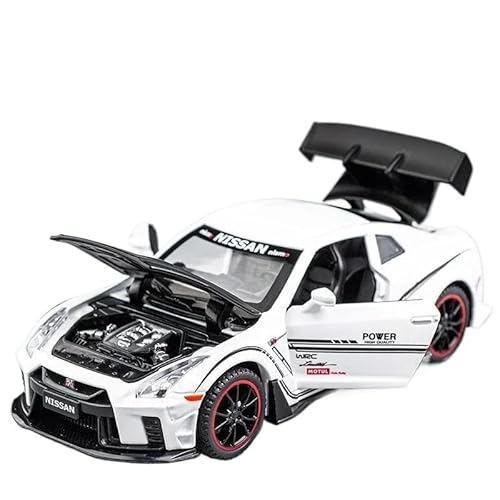 YCNXEB Miniatur Modelle 1 32 Für Nissan GTR R35 Supercar Legierung Auto Metall Sammlung Modell Auto Sound Und Licht Spielzeug Dekoration Originalgetreue Nachbildung(White) von YCNXEB
