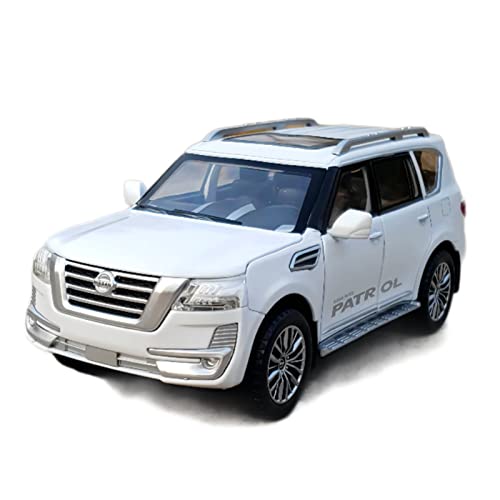 YCNXEB Miniatur Modelle 1 32 Für Nissan Patrol Y62 Diecast Alloy Automodell SUV Fahrzeug Mit Travel Rack Light Zurückziehen Originalgetreue Nachbildung(White) von YCNXEB