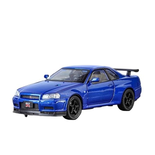 YCNXEB Miniatur Modelle 1 32 Für Nissan Skyline Ares GTR R34 Legierung Klassisches Sportwagenmodell Druckguss-Metallauto-Spielzeugmodell Hohe Simulationsdetails Originalgetreue Nachbildung(A) von YCNXEB