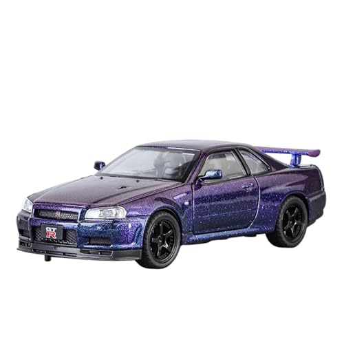 YCNXEB Miniatur Modelle 1 32 Für Nissan Skyline Ares GTR R34 Legierung Klassisches Sportwagenmodell Druckguss-Metallauto-Spielzeugmodell Hohe Simulationsdetails Originalgetreue Nachbildung(B) von YCNXEB