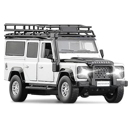 YCNXEB Miniatur Modelle 1 32 Für Range Rover Defender Legierung Auto Diecast Spielzeug Metall Geländewagen Modell Simulation Sound Licht Originalgetreue Nachbildung(White) von YCNXEB