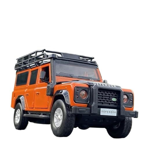 YCNXEB Miniatur Modelle 1 32 Für Range Rover Defender Legierung Auto Modell Diecast Spielzeug Metall Geländewagen Auto Modell Simulation Sound Licht Originalgetreue Nachbildung(Orange) von YCNXEB