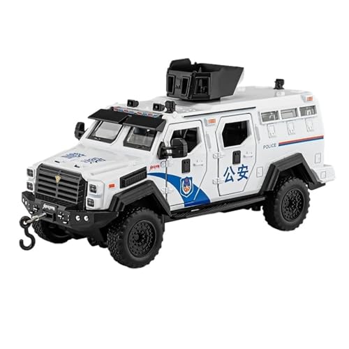 YCNXEB Miniatur Modelle 1 32 Für Schwertzahntiger Gepanzerte Fahrzeuge Legierungsmodell Druckguss Metall Polizei Explosionsgeschütztes Automodell Ton Und Licht Originalgetreue Nachbildung(White) von YCNXEB