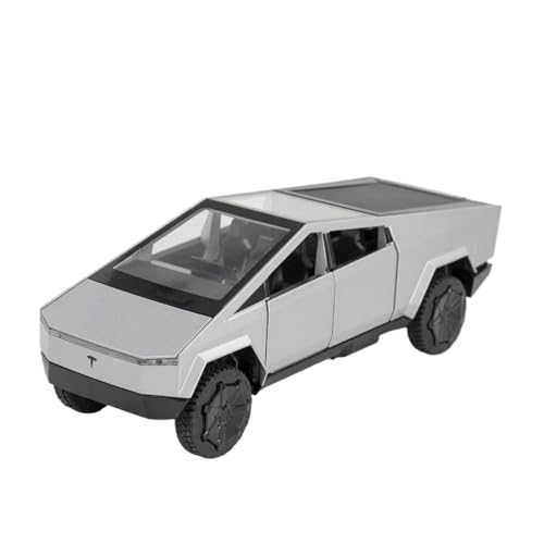 YCNXEB Miniatur Modelle 1 32 Für Tesla Cybertruck Pickup Legierung Automodell Druckguss Spielzeug Fahrzeug Sammlerstücke Autos Modell Spielzeug Geschenk Originalgetreue Nachbildung(Silber) von YCNXEB