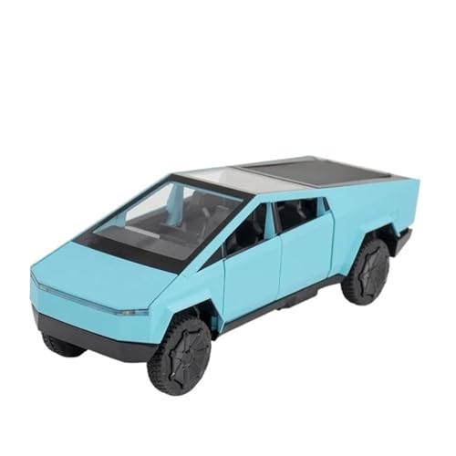YCNXEB Miniatur Modelle 1 32 Für Tesla Cybertruck Pickup Legierung Automodell Druckguss Spielzeug Fahrzeug Sound Und Licht Simitation Spielzeug Originalgetreue Nachbildung(Blau) von YCNXEB
