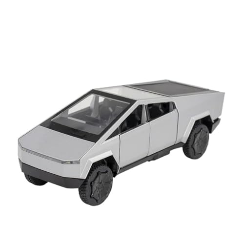 YCNXEB Miniatur Modelle 1 32 Für Tesla Cybertruck Pickup Legierung Automodell Druckguss Spielzeug Fahrzeug Sound Und Licht Simitation Spielzeug Originalgetreue Nachbildung(White) von YCNXEB