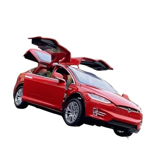 YCNXEB Miniatur Modelle 1 32 Für Tesla Model X Legierung Automodell Druckguss Metallfahrzeuge Erwachsene Automodell Enthusiasten Sammlung Geschenk Originalgetreue Nachbildung(Rot) von YCNXEB