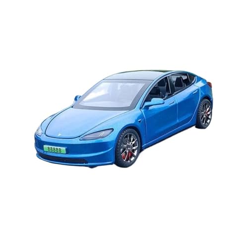 YCNXEB Miniatur Modelle 1 32 Für Tesla Modell 3 Legierung Miniatur Auto Druckguss Metall Maßstab Auto Modell Sound Licht Sammlung Auto Fahrzeuge Originalgetreue Nachbildung(Blau) von YCNXEB