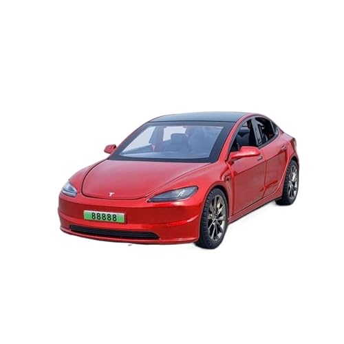 YCNXEB Miniatur Modelle 1 32 Für Tesla Modell 3 Legierung Miniatur Auto Druckguss Metall Maßstab Auto Modell Sound Licht Sammlung Auto Fahrzeuge Originalgetreue Nachbildung(Rot) von YCNXEB