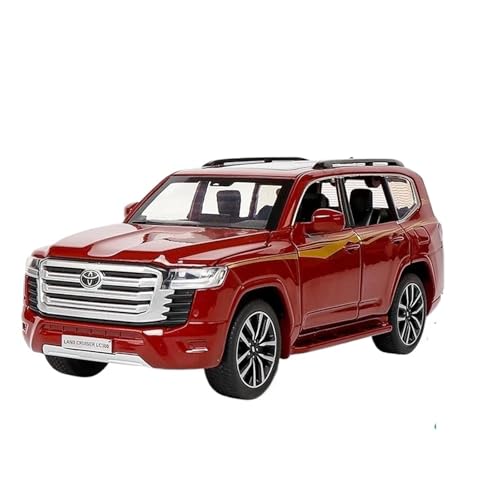 YCNXEB Miniatur Modelle 1 32 Für Toyota Land Cruiser LC300 SUV Druckguss Automodell Sound Und Licht Pull Back Spielzeug Originalgetreue Nachbildung(Rot) von YCNXEB