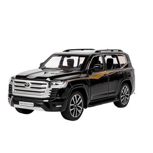 YCNXEB Miniatur Modelle 1 32 Für Toyota Land Cruiser LC300 SUV Druckguss Automodell Sound Und Licht Pull Back Spielzeug Originalgetreue Nachbildung(Schwarz) von YCNXEB