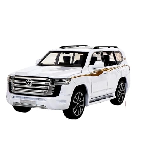 YCNXEB Miniatur Modelle 1 32 Für Toyota Land Cruiser LC300 SUV Druckguss Automodell Sound Und Licht Pull Back Spielzeug Originalgetreue Nachbildung(White) von YCNXEB