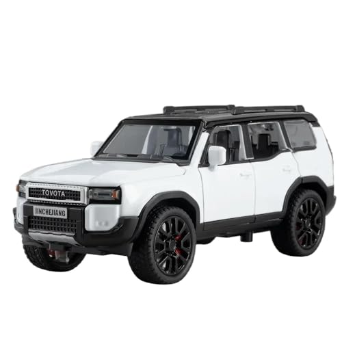 YCNXEB Miniatur Modelle 1 32 Für Toyota Prado Legierung Off-Road SUV Diecast Metall Modell Auto Sound Licht Sammlung Spielzeug Dekoration Originalgetreue Nachbildung(White) von YCNXEB