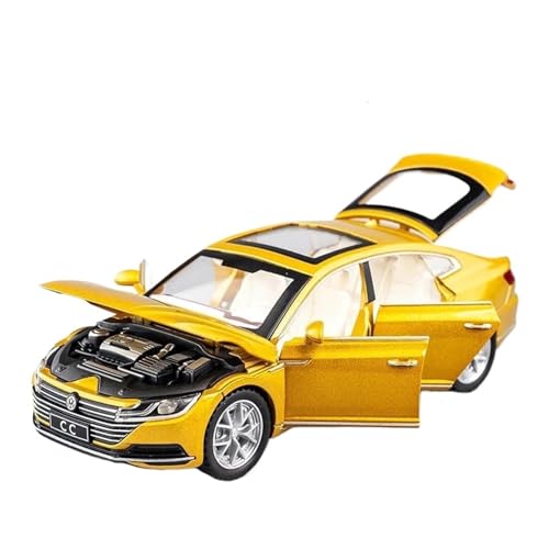 YCNXEB Miniatur Modelle 1 32 Für VW CC Legierung Automodell Druckguss Metall Miniatur Auto Simulation Sound & Licht Sammlerstücke Spielzeug Fahrzeug Geschenk Originalgetreue Nachbildung(Yellow) von YCNXEB