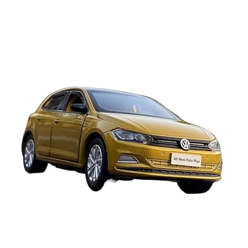 YCNXEB Miniatur Modelle 1 32 Für VW Polo Plus Auto Spielzeug Legierung Automodell Druckguss Metall Fahrzeuge Sound Licht Pull Back Auto Sammlung Originalgetreue Nachbildung(Gold) von YCNXEB