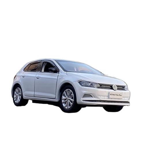 YCNXEB Miniatur Modelle 1 32 Für VW Polo Plus Auto Spielzeug Legierung Automodell Druckguss Metall Fahrzeuge Sound Licht Pull Back Auto Sammlung Originalgetreue Nachbildung(White) von YCNXEB