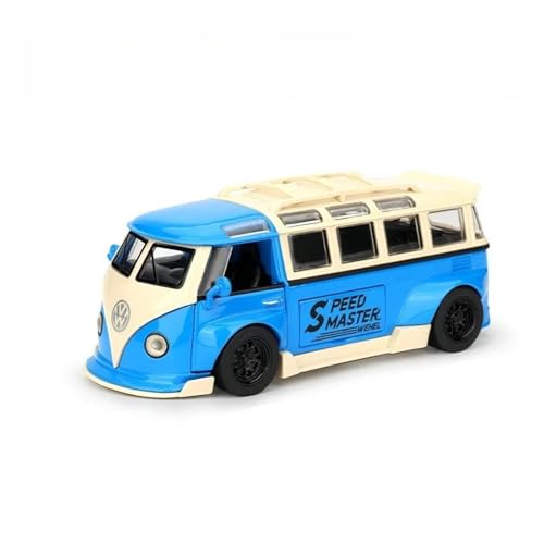 YCNXEB Miniatur Modelle 1 32 Für VW T1 Legierung Bus Modell Mit Sound Licht Junge Diecast Spielzeug Kollektiv Miniatur Voiture Auto Enthusiasten Originalgetreue Nachbildung(Blau) von YCNXEB