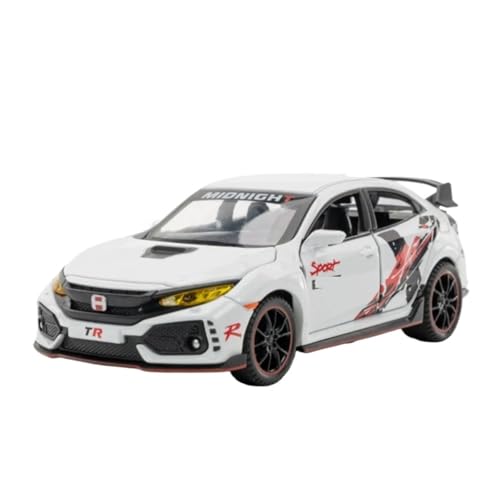 YCNXEB Miniatur Modelle 1 32 für Honda Civic Type-R Legierungsauto-Sammlung Modellverzierungen Sportwagenmodell-Spielzeugauto aus Metalldruckguss mit Ton und Licht Originalgetreue Nachbildung(White) von YCNXEB