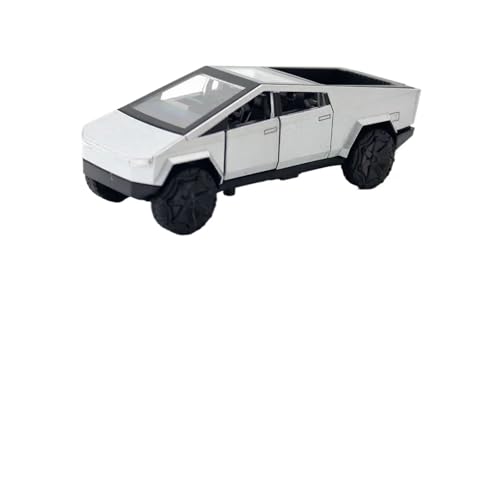 YCNXEB Miniatur Modelle 1 36 Für Tesla Cybertruck Pickup SUV Legierung Automodell Druckguss Metall Spielzeug Geländewagen Pull Back Truck Sound Light Spielzeug Originalgetreue Nachbildung(White) von YCNXEB
