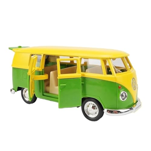 YCNXEB Miniatur Modelle 1 36 Für Volkswagen T1 Bus Legierung Bus Modell Simulation Druckguss Metall Reise Bus Auto Modell Sammlung Originalgetreue Nachbildung(Grün) von YCNXEB