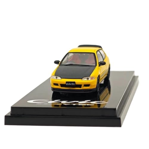 YCNXEB Miniatur Modelle 1 64 Für Civic (EG6) JDM Mit Motor Display Modell Gelb HJ642017AY Diecast Auto Sammlung Originalgetreue Nachbildung von YCNXEB