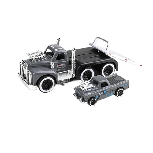 YCNXEB Miniatur Modelle 1 64 Für Legierung Muscle Truck Pritsche Transport Auto Fahrzeuge Druckguss Metall Anhänger Rettungs Auto Modell Spielzeug Originalgetreue Nachbildung(Schwarz) von YCNXEB