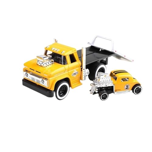 YCNXEB Miniatur Modelle 1 64 Für Legierung Muscle Truck Pritsche Transport Auto Fahrzeuge Druckguss Metall Anhänger Rettungs Auto Modell Spielzeug Originalgetreue Nachbildung(Yellow) von YCNXEB