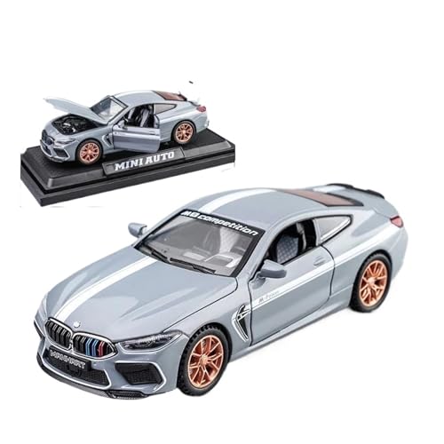 YCNXEB Miniatur Modelle 1: 32 Für BWM-M8 Legierung Auto Modell Mit Sound Und Licht Pull Back Statische Sammlung Originalgetreue Nachbildung(Gray) von YCNXEB
