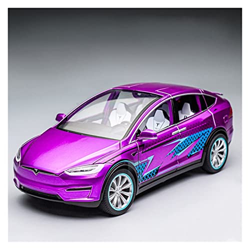 YCNXEB Miniatur Modelle 1:20 Für Tesla Model X Legierung Simulation Automodell Sound Und Licht Zurückziehen Kinderspielzeug Aus Metall Nachbildung(Purple) von YCNXEB