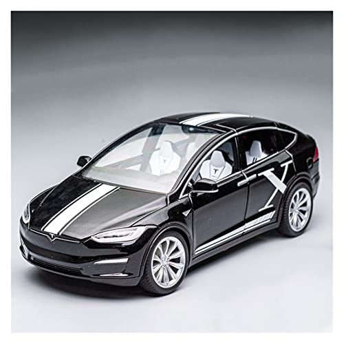 YCNXEB Miniatur Modelle 1:20 Für Tesla Model X Legierung Simulation Automodell Sound Und Licht Zurückziehen Kinderspielzeug Aus Metall Nachbildung(Schwarz) von YCNXEB