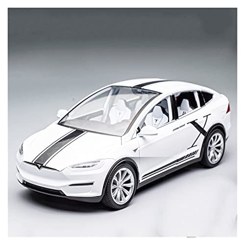 YCNXEB Miniatur Modelle 1:20 Für Tesla Model X Legierung Simulation Automodell Sound Und Licht Zurückziehen Kinderspielzeug Aus Metall Nachbildung(White) von YCNXEB