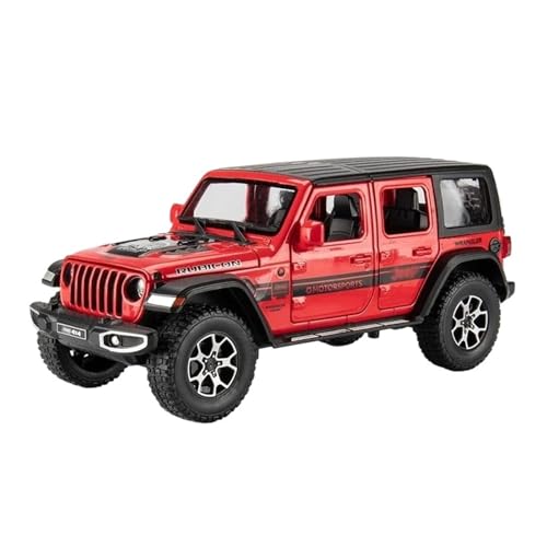 YCNXEB Miniatur Modelle 1:22 Für Jeep Wrangler Rubicon Fahrzeug Diecast Metalllegierung Modellauto Zurückziehen Sound Licht Auto Geschenkkollektion Originalgetreue Nachbildung(Rot) von YCNXEB
