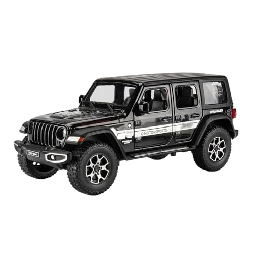 YCNXEB Miniatur Modelle 1:22 Für Jeep Wrangler Rubicon Fahrzeug Diecast Metalllegierung Modellauto Zurückziehen Sound Licht Auto Geschenkkollektion Originalgetreue Nachbildung(Schwarz) von YCNXEB
