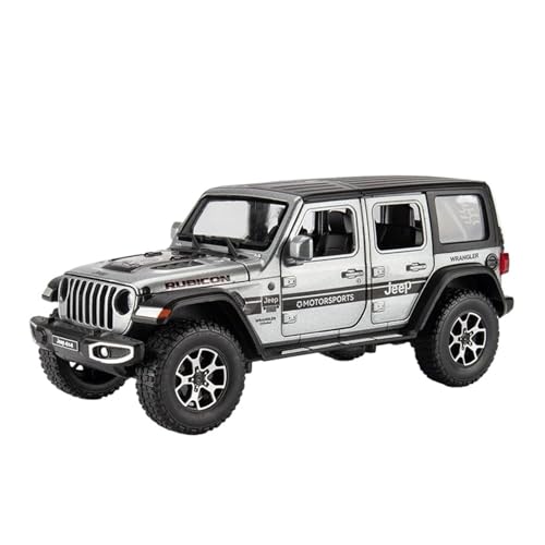 YCNXEB Miniatur Modelle 1:22 Für Jeep Wrangler Rubicon Legierung Druckguss Fahrzeuge Metall Auto Modell Sound Und Licht Pull Back Sammlung Geschenk Originalgetreue Nachbildung(Silber) von YCNXEB