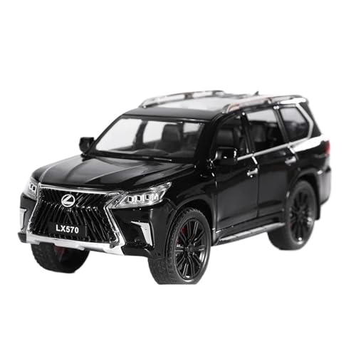 YCNXEB Miniatur Modelle 1:22 Für Lexus LX570 SUV Geländewagen Diecast Metall Modellauto Sound Licht Zurückziehen Sammlung Spielzeug Geschenke Originalgetreue Nachbildung(Schwarz) von YCNXEB