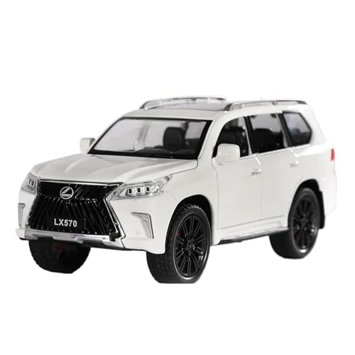 YCNXEB Miniatur Modelle 1:22 Für Lexus LX570 SUV Geländewagen Diecast Metall Modellauto Sound Licht Zurückziehen Sammlung Spielzeug Geschenke Originalgetreue Nachbildung(White) von YCNXEB