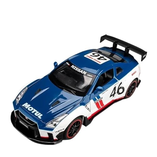 YCNXEB Miniatur Modelle 1:22 Für Nissan GTR Legierung Modell Auto Diecast Metall Spielzeug Auto Sound Licht Jungen Spielzeug Fahrzeug Sammlung Geschenke Originalgetreue Nachbildung(Blau) von YCNXEB