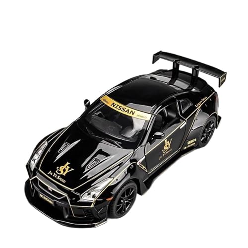 YCNXEB Miniatur Modelle 1:22 Für Nissan GTR Legierung Modell Auto Diecast Metall Spielzeug Auto Sound Licht Jungen Spielzeug Fahrzeug Sammlung Geschenke Originalgetreue Nachbildung(Schwarz) von YCNXEB