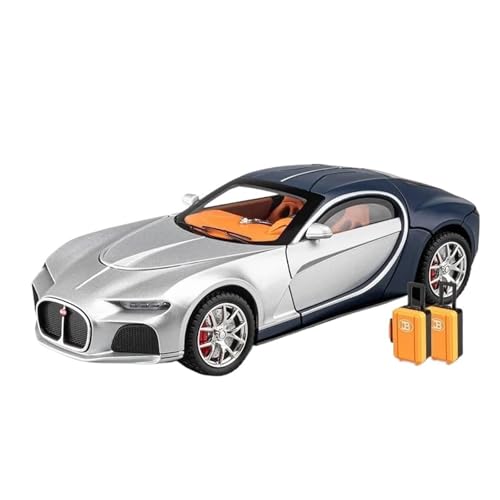 YCNXEB Miniatur Modelle 1:24 Für Bugatti Atlantic Mit Sound Und Licht Sport Legierung Auto Modell Hobby Dekorationen Originalgetreue Nachbildung(Silver Blue) von YCNXEB