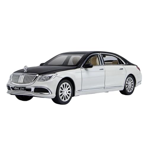 YCNXEB Miniatur Modelle 1:24 Für Maybach S600 S650 Sound Und Licht Legierung Auto Modell Liebe Klassische Handwerk Figuren Originalgetreue Nachbildung(White) von YCNXEB