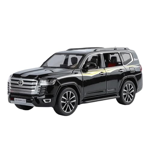 YCNXEB Miniatur Modelle 1:24 Für Toyota Land Cruiser LC300 Sound Und Licht Legierung Auto Modell Figur-Ebene Display Originalgetreue Nachbildung(Black) von YCNXEB