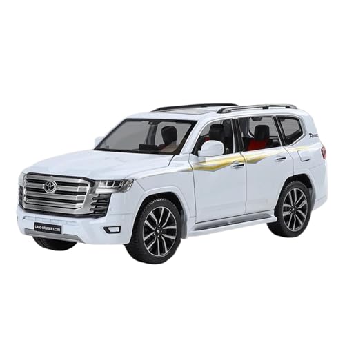YCNXEB Miniatur Modelle 1:24 Für Toyota Land Cruiser LC300 Sound Und Licht Legierung Auto Modell Figur-Ebene Display Originalgetreue Nachbildung(White) von YCNXEB