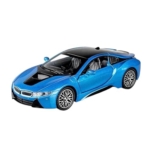 YCNXEB Miniatur Modelle 1:32 Für BMW I8 Legierung Modell Auto Sound Licht Pull Back Miniatur Realistische Figuren Originalgetreue Nachbildung(Blue) von YCNXEB