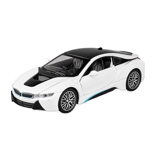 YCNXEB Miniatur Modelle 1:32 Für BMW I8 Legierung Modell Auto Sound Licht Pull Back Miniatur Realistische Figuren Originalgetreue Nachbildung(White) von YCNXEB