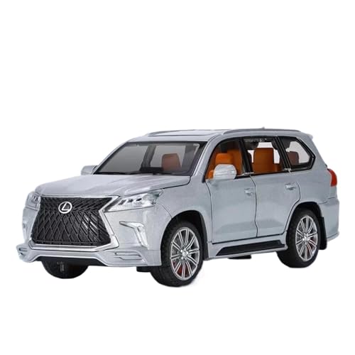 YCNXEB Miniatur Modelle 1:32 Für Lexus LX570 SUV Legierung Auto Modell Sound Licht Miniatur Sammeln Szene Fahrzeuge Originalgetreue Nachbildung(Silver) von YCNXEB