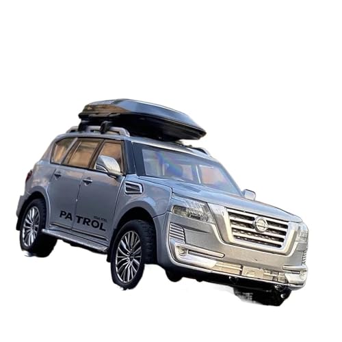YCNXEB Miniatur Modelle 1:32 Für Nissan Patrol SUV Sound Und Licht Metall Auto Modell Miniatur Sammlung Originalgetreue Nachbildung(Silver) von YCNXEB