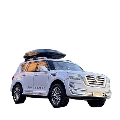 YCNXEB Miniatur Modelle 1:32 Für Nissan Patrol SUV Sound Und Licht Metall Auto Modell Miniatur Sammlung Originalgetreue Nachbildung(White) von YCNXEB