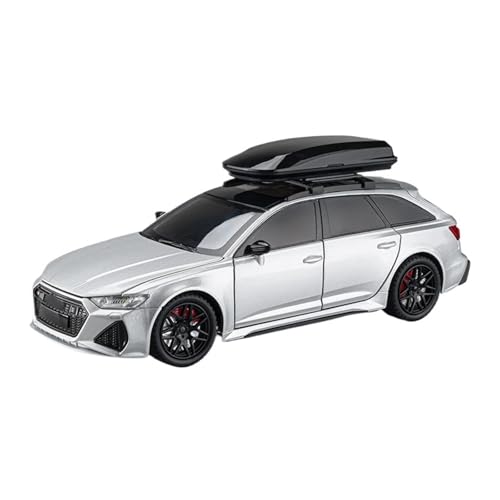 YCNXEB Miniatur Modelle Diecast 1 24 Für Audi RS6 Quattro Station Wagon Legierung Spielzeugauto Modell Rad Lenkung Sound & Licht Sammlerstücke Originalgetreue Nachbildung(Silber) von YCNXEB